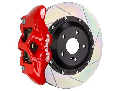 Brembo GT Series 4-Piston Rear Big Brake Kit with 15-Inch 2-Piece Type 1 Slotted Rotors; Red Calipers (18-21 Jeep Grand Cherokee WK2 Trackhawk)