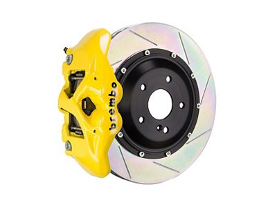 Brembo GT Series 4-Piston Rear Big Brake Kit with 15-Inch 2-Piece Type 1 Slotted Rotors; Yellow Calipers (18-21 Jeep Grand Cherokee WK2 Trackhawk)