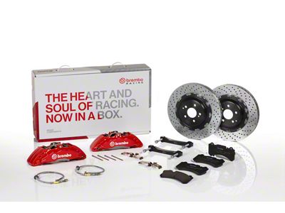 Brembo GT Series 6-Piston Front Big Brake Kit with 15-Inch 2-Piece Cross Drilled Rotors; Black Calipers (11-21 Jeep Grand Cherokee WK2, Excluding SRT, SRT8 & Trackhawk)