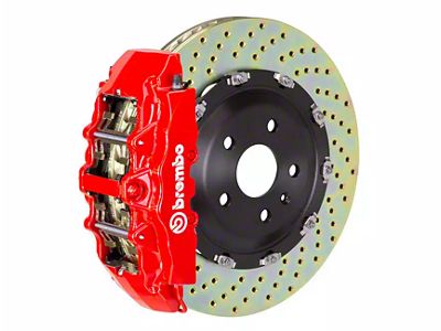 Brembo GT Series 8-Piston Front Big Brake Kit with 16.20-Inch 2-Piece Cross Drilled Rotors; Red Calipers (18-21 Jeep Grand Cherokee WK2 Trackhawk)