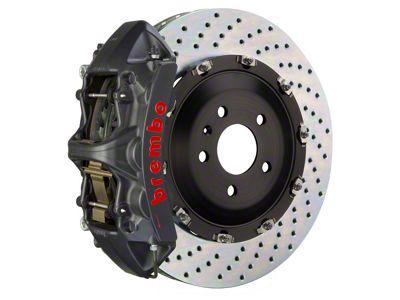 Brembo GT-S Series 6-Piston Front Big Brake Kit with 14.40-Inch 2-Piece Cross Drilled Rotors; Black Hard Anodized Calipers (07-18 Jeep Wrangler JK)