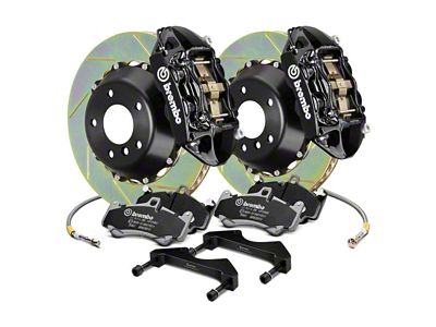 Brembo GT Series 4-Piston Rear Big Brake Kit with 15-Inch 2-Piece Type 1 Slotted Rotors; Black Calipers (18-24 Jeep Wrangler JL)