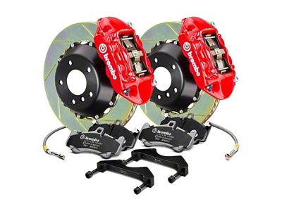 Brembo GT Series 4-Piston Rear Big Brake Kit with 15-Inch 2-Piece Type 1 Slotted Rotors; Red Calipers (18-25 Jeep Wrangler JL)