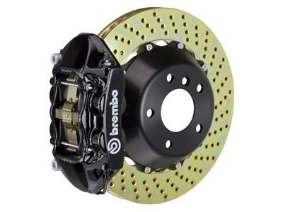 Brembo GT Series 4-Piston Rear Big Brake Kit with 15-Inch 2-Piece Cross Drilled Rotors; Black Calipers (07-18 Jeep Wrangler JK)