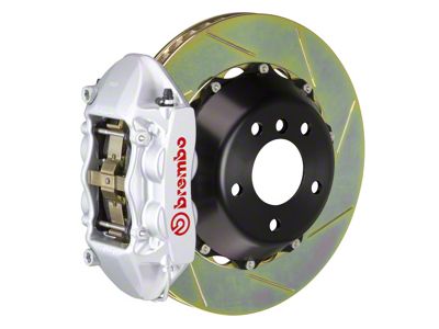 Brembo GT Series 4-Piston Rear Big Brake Kit with 15-Inch 2-Piece Type 1 Slotted Rotors; Silver Calipers (07-18 Jeep Wrangler JK)