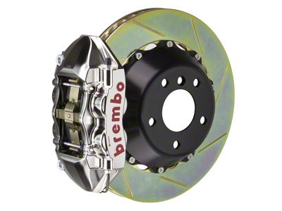 Brembo GT Series 4-Piston Rear Big Brake Kit with 15-Inch 2-Piece Type 1 Slotted Rotors; Nickel Plated Calipers (07-18 Jeep Wrangler JK)