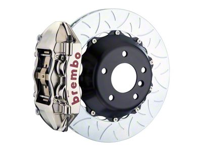 Brembo GT Series 4-Piston Rear Big Brake Kit with 15-Inch 2-Piece Type 3 Slotted Rotors; Nickel Plated Calipers (07-18 Jeep Wrangler JK)