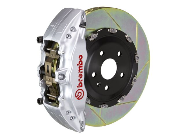 Brembo GT Series 6-Piston Front Big Brake Kit with 15-Inch 2-Piece Type 1 Slotted Rotors; Silver Calipers (18-24 Jeep Wrangler JL)