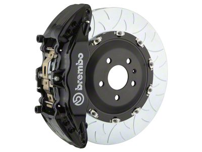 Brembo GT Series 6-Piston Front Big Brake Kit with 15-Inch 2-Piece Type 3 Slotted Rotors; Black Calipers (18-25 Jeep Wrangler JL)