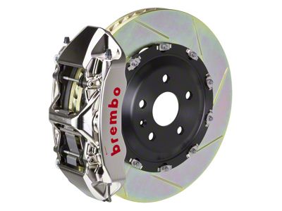 Brembo GT Series 6-Piston Front Big Brake Kit with 15-Inch 2-Piece Type 1 Slotted Rotors; Nickel Plated Calipers (07-18 Jeep Wrangler JK)