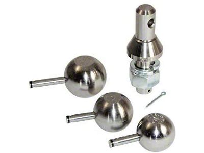 1-Inch Shank Interchangeable Hitch Ball Set; 1-7/8 to 2-5/16-Inch; Nickel-Plated Steel