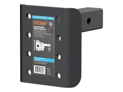 2-Inch Receiver Hitch Adjustable Pintle Mount; 17,000 lb. (Universal; Some Adaptation May Be Required)