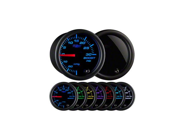 30 PSI Boost/Vacuum Gauge; Tinted 7 Color (Universal; Some Adaptation May Be Required)