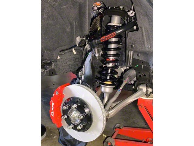 4-Piston Front Big Brake Kit with 14-Inch Slotted Rotors; Red Calipers (21-24 Bronco, Excluding Raptor)