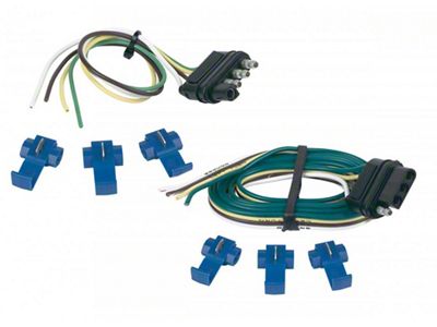 4-Wire Flat Connector Set with Splice-In Connectors; 48-Inch Vehicle Side/ 12-Inch Trailer Side