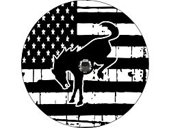 American Flag with Bronco Horse Spare Tire Cover with Camera Cutout; Black (21-24 Bronco)