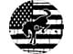 American Flag with Bronco Horse Spare Tire Cover with Camera Cutout; Black (21-24 Bronco)