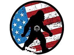 American Flag Sasquatch Bronco Spare Tire Cover with Camera Cutout; Black (21-25 Bronco)