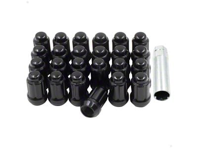 Black 6-Spline Lut Nut Kit; M12 x 1.5; Set of 24 (21-25 Bronco, Excluding Raptor)