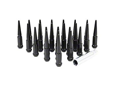 Black Spike Lug Nut Kit; 12mm x 1.5; Set of 24 (21-24 Bronco, Excluding Raptor)