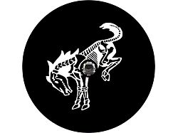 Bronco Horse Skeleton Spare Tire Cover with Camera Cutout; Black (21-25 Bronco)