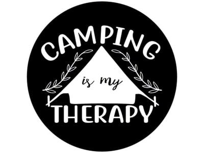 Camping is my Therapy Spare Tire Cover with Camera Cutout; Black (21-25 Bronco)