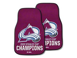 Carpet Front Floor Mats with Colorado Avalanche 2022 Stanley Cup Champions Logo; Burgundy (Universal; Some Adaptation May Be Required)