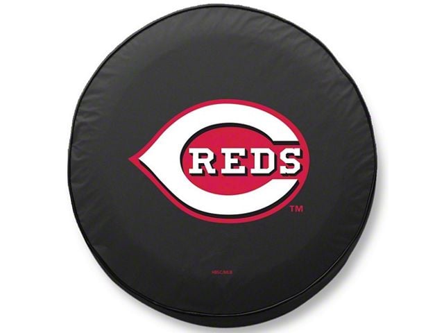 Cincinnati Reds Spare Tire Cover with Camera Port; Black (21-24 Bronco)
