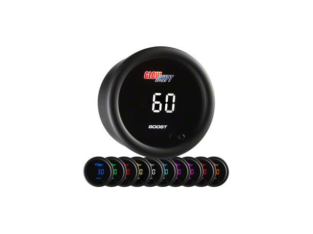 Digital 60 PSI Boost Gauge; Black 10 Color (Universal; Some Adaptation May Be Required)