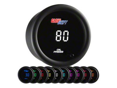 Digital Oil Pressure Gauge; Black 10 Color (Universal; Some Adaptation May Be Required)