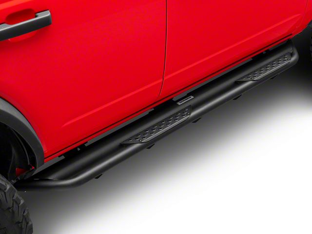 Go Rhino Dominator Xtreme DT Side Step Bars; Textured Black (21-24 Bronco 4-Door)