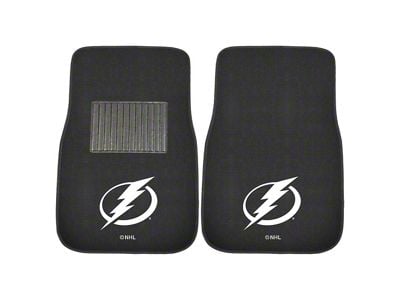 Embroidered Front Floor Mats with Tampa Bay Lightning Logo; Black (Universal; Some Adaptation May Be Required)