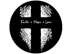 Faith Hope Love Spare Tire Cover with Camera Cutout; Black (21-25 Bronco)