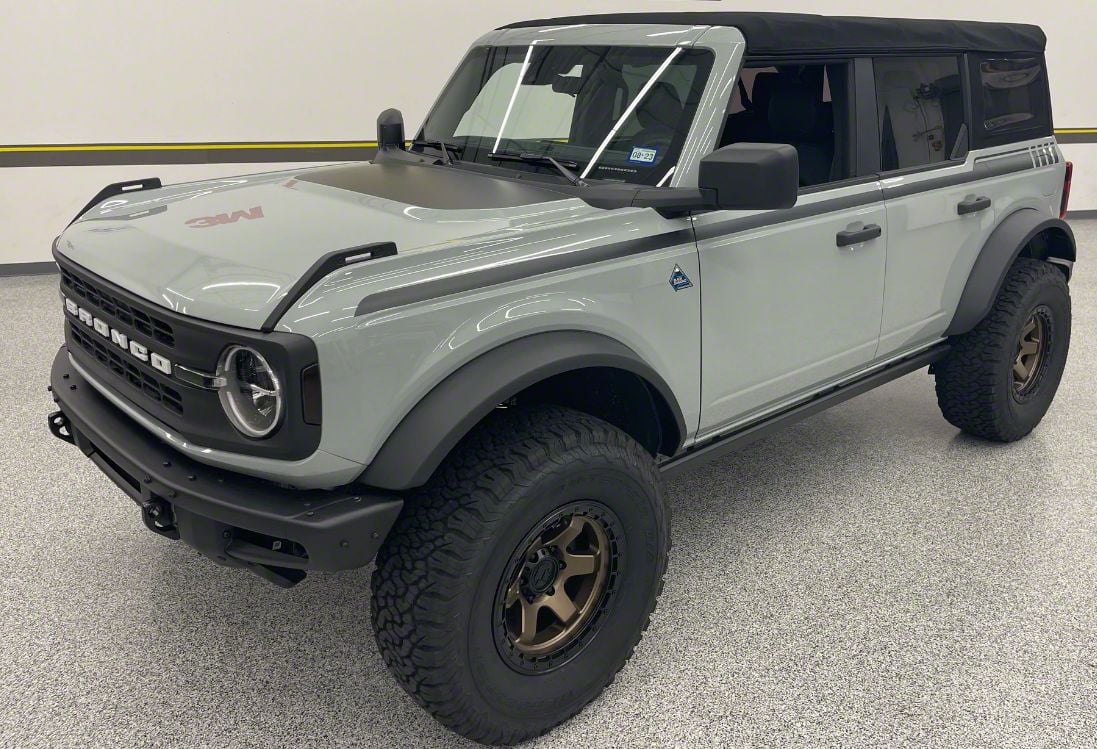 Bronco First High Version 1 Side Stripes; Matte Black (21-24 Bronco 2 ...