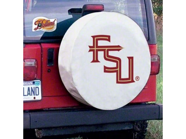 Florida State University Script Spare Tire Cover with Camera Port; White (21-24 Bronco)