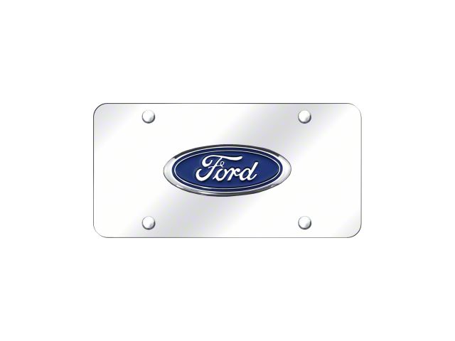 Ford Logo License Plate; Chrome on Chrome (Universal; Some Adaptation May Be Required)