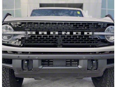 Front Grille Letters Overlays; Iconic Silver (21-24 Bronco, Excluding Raptor)