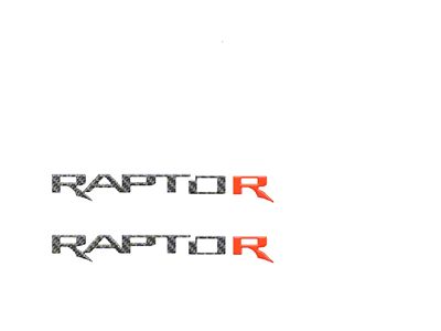 Hood Cowl Letter Inserts; Domed Carbon Fiber with Red R (22-24 Bronco Raptor)