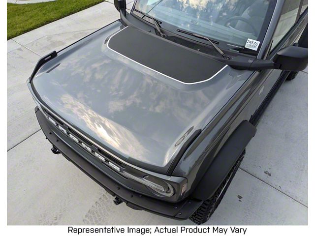 Hood Decal with Outline; Carbon Fiber and Gloss Black (21-24 Bronco, Excluding Raptor)