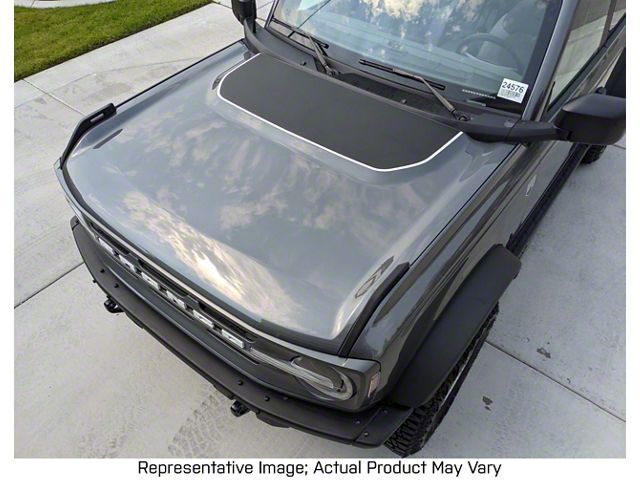 Hood Decal with Outline; Matte Black and Satin Black (21-24 Bronco, Excluding Raptor)