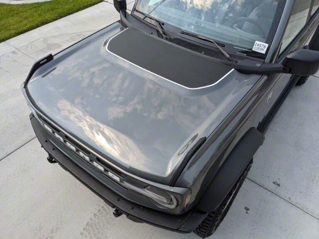 Hood Decal with Outline; Matte Black and White (21-24 Bronco, Excluding Raptor)