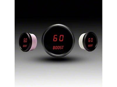 LED Digital Boost Gauge with Black Bezel; 2-1/16-Inch; Red; 0-60 PSI (Universal; Some Adaptation May Be Required)