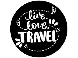 Live Love Travel Spare Tire Cover with Camera Cutout; Black (21-24 Bronco)