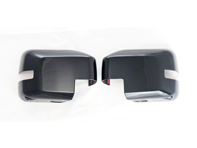 Chrome Delete Mirror Covers with Turn Signal Openings; Gloss Black (21-24 Bronco)
