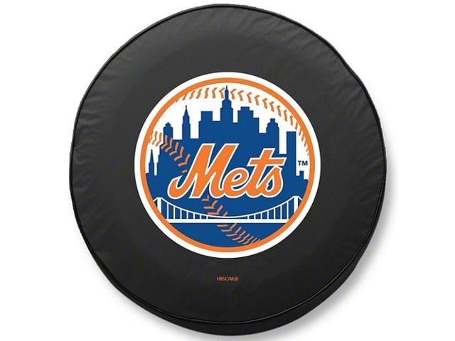 New York Mets Spare Tire Cover with Camera Port; Black (21-24 Bronco)