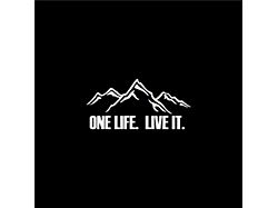 One Life Live It Mountains Spare Tire Cover with Camera Port; Black (21-25 Bronco)