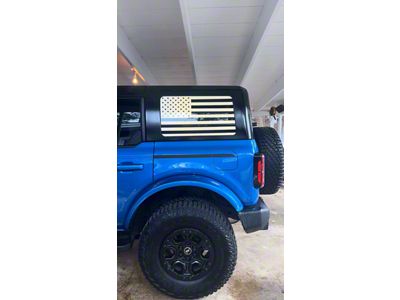 Quarter Window American Flag Decals; White Reflective (21-24 Bronco 4-Door w/ Hard Top)