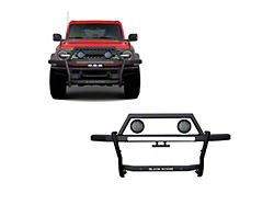 Rambler Grille Guard with 5.30-Inch Black Round Flood LED Lights; Matte Black (21-24 Bronco)