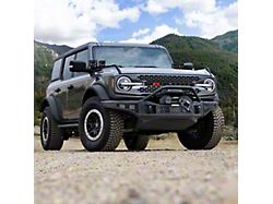 Go Rhino Rockline Winch-Ready Full Width Front Bumper with Over Rider; Textured Black (21-25 Bronco, Excluding Raptor)