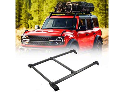 Roof Rails with Cross Bars; Black (21-25 Bronco)